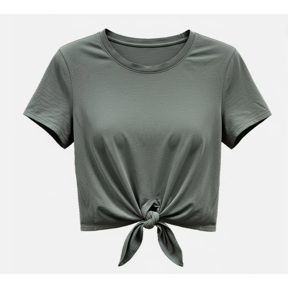 Lululemon Time to Restore Crop Top Womens 6 Green Tie Front Lightweight Yoga‎